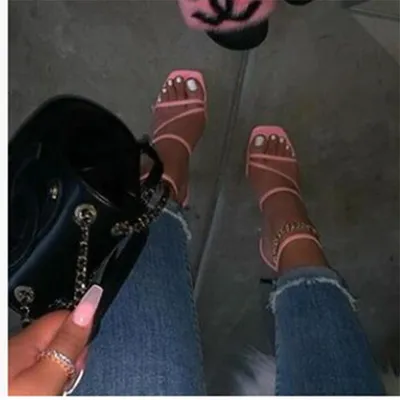 Sandals And Slippers Fashion Women's Shoes With Thick Heel Buckle Plus Size