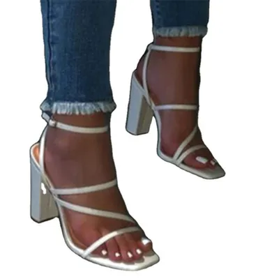 Sandals And Slippers Fashion Women's Shoes With Thick Heel Buckle Plus Size