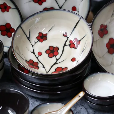 Japanese style flower ceramic household tableware