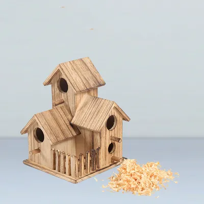 Quality Bird Nest Creative Solid Wood Diy Crafts Three Parrot Cage Outdoor Garden Bird House