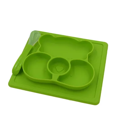 Silicone Children's Dinner Plate, Baby Supplementary Food Tray, Sucker-style Cartoon Anti-fall
