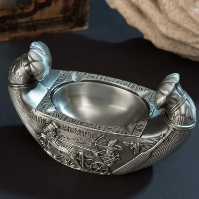Vintage Creative Metal Carving Boat Shape Ancient Egyptian Home Craft Decoration