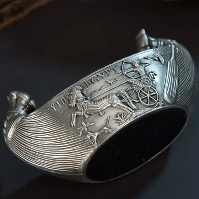 Vintage Creative Metal Carving Boat Shape Ancient Egyptian Home Craft Decoration