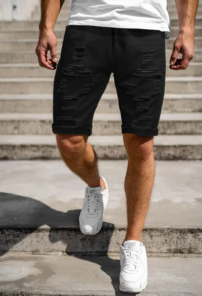 Spring And Summer Men's Casual Ripped Denim Shorts Five Minutes Pants
