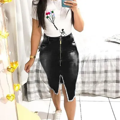 Cowgirl Skirt Slim Slimming Fringed Denim Skirt