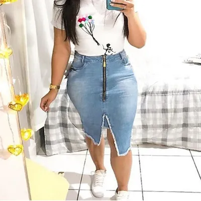 Cowgirl Skirt Slim Slimming Fringed Denim Skirt