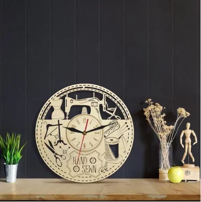Wooden Wall Clock Custom Modern Sewing Machine Retro Tailor Shop Decoration Wall Clock Modern Wall Wall Clock
