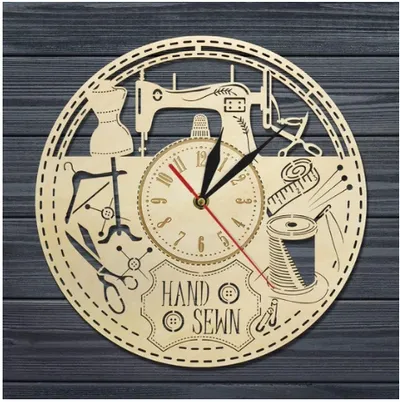 Wooden Wall Clock Custom Modern Sewing Machine Retro Tailor Shop Decoration Wall Clock Modern Wall Wall Clock