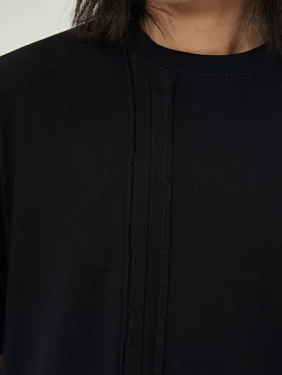 Irregular Solid Color Short-sleeved T-shirt All-match Cotton