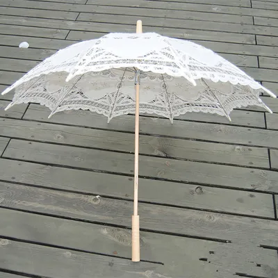 Cotton Craft Lace Umbrella Wood Rod Straight Rod Curved Handle