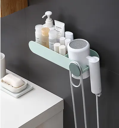 Bathroom Wall-mounted Hair Dryer Storage Rack