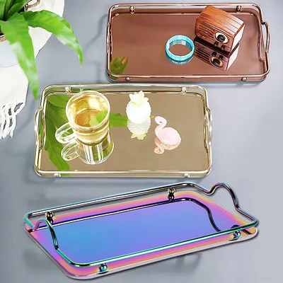 Nordic Stainless Steel Tray, Double Ear Restaurant Serving Tray