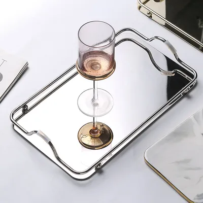 Nordic Stainless Steel Tray, Double Ear Restaurant Serving Tray