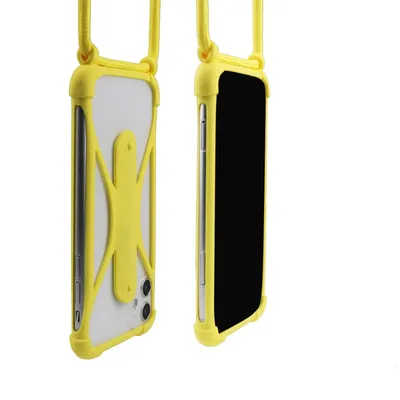 Compatible with Apple , Universal Silicone Lanyard Mobile Phone Case Crossbody Four-corner Anti-fall Protective Cover