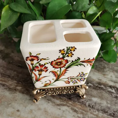 American Ceramic Toothbrush Holder Shelf Bathroom Storage Decoration