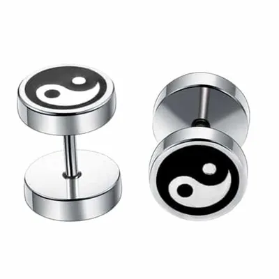 Titanium Steel Barbell Men's Earrings Fashion Dumbbell Earrings