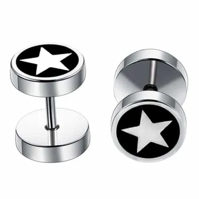 Titanium Steel Barbell Men's Earrings Fashion Dumbbell Earrings