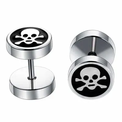 Titanium Steel Barbell Men's Earrings Fashion Dumbbell Earrings
