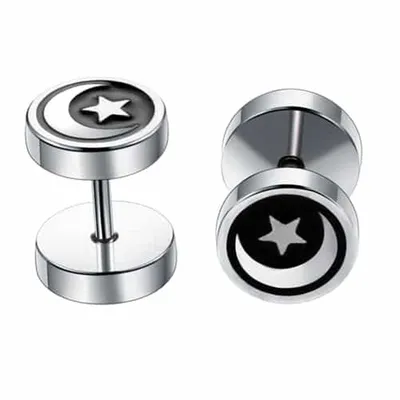 Titanium Steel Barbell Men's Earrings Fashion Dumbbell Earrings