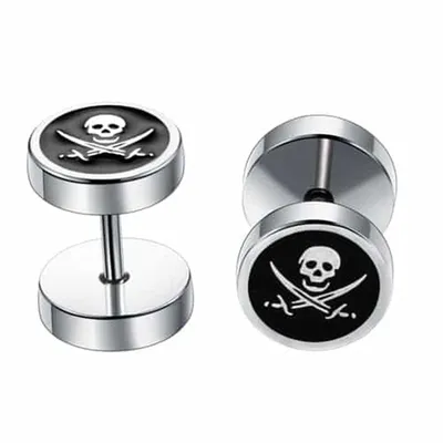 Titanium Steel Barbell Men's Earrings Fashion Dumbbell Earrings