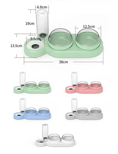 Pet Cat Bowl Automatic Feeder Dog Cat Food Bowl With Water Fountain Double Bowl Drinking Raised Stand