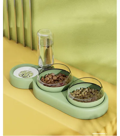 Pet Cat Bowl Automatic Feeder Dog Cat Food Bowl With Water Fountain Double Bowl Drinking Raised Stand
