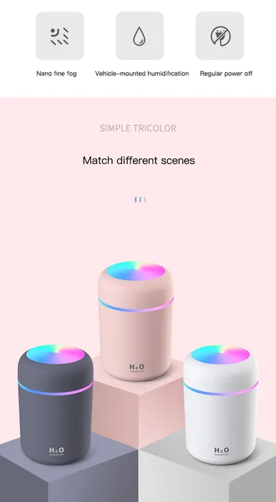Home Car Charging Colorful Air Humidifier Usb Water Replenishment