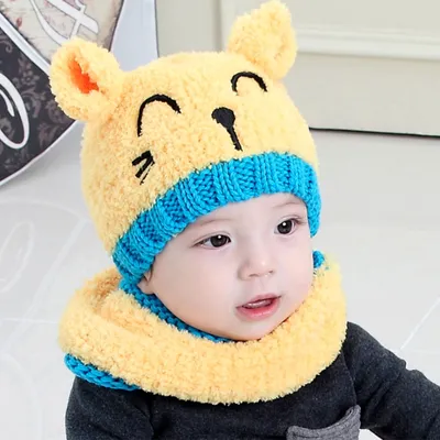 Wool scarf baby hat