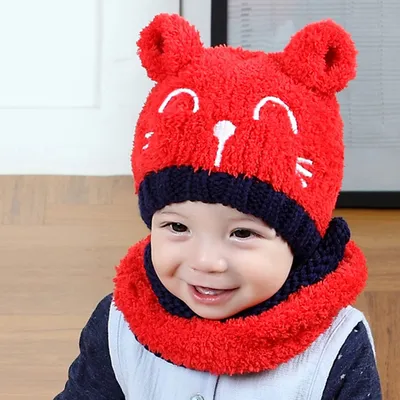 Wool scarf baby hat