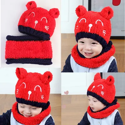 Wool scarf baby hat