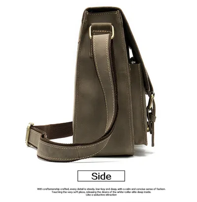 Retro Crazy Horse Leather Men's Crossbody Shoulder Crossbody Bag