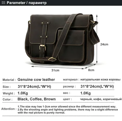 Retro Crazy Horse Leather Men's Crossbody Shoulder Crossbody Bag
