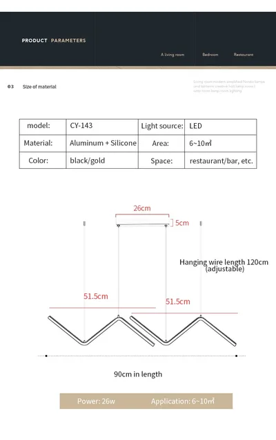 LED Chandelier Minimalist Design for Living Room Bedroom Kitchen Creative Art Wall Suspension Light Fixtures