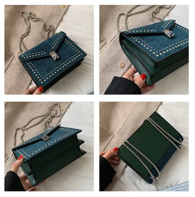 Studded small square bag Korean version of the matte crossbody bag