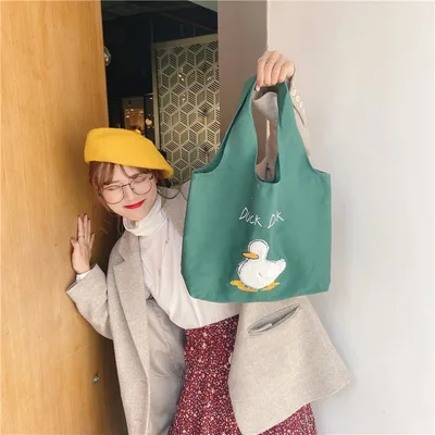 Cute duck Japanese cartoon tote bag