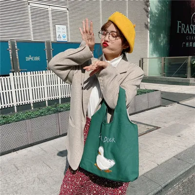Cute duck Japanese cartoon tote bag