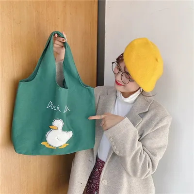 Cute duck Japanese cartoon tote bag
