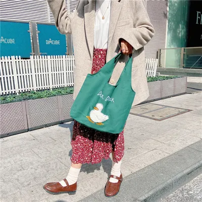 Cute duck Japanese cartoon tote bag