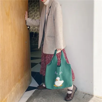 Cute duck Japanese cartoon tote bag