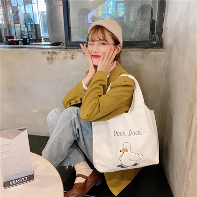 Cute duck Japanese cartoon tote bag