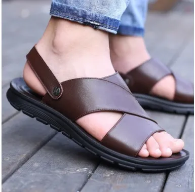 Men's leather men's beach shoes