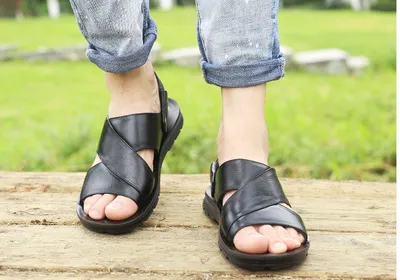 Men's leather men's beach shoes
