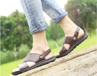 Men's leather men's beach shoes