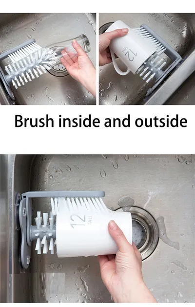 Creative suction wall lazy cup brush glass cleaning brush kitchen rotating cup tea cup brush cup brush