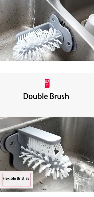Creative suction wall lazy cup brush glass cleaning brush kitchen rotating cup tea cup brush cup brush