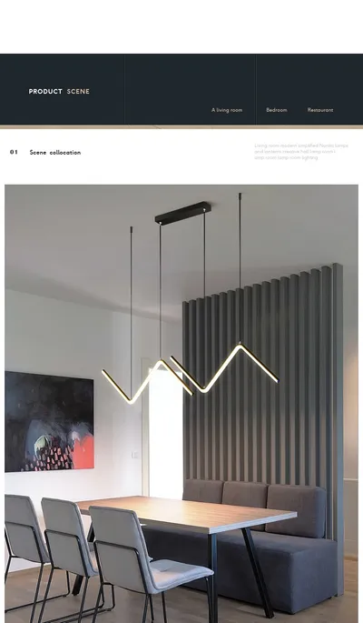 LED Chandelier Minimalist Design for Living Room Bedroom Kitchen Creative Art Wall Suspension Light Fixtures