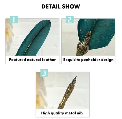 European style retro sprinkled gold feather pen