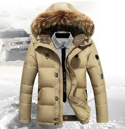 Men's down jacket short white duck down