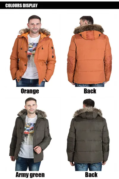 Men's down jacket short white duck down