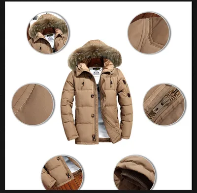 Men's down jacket short white duck down